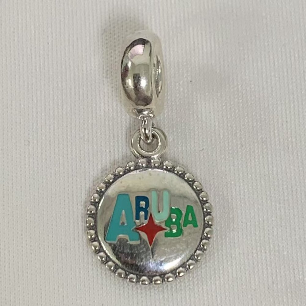 Pandora Aruba Flag Exclusive Dangle Charm Pendant, S925 Silver Jewelry